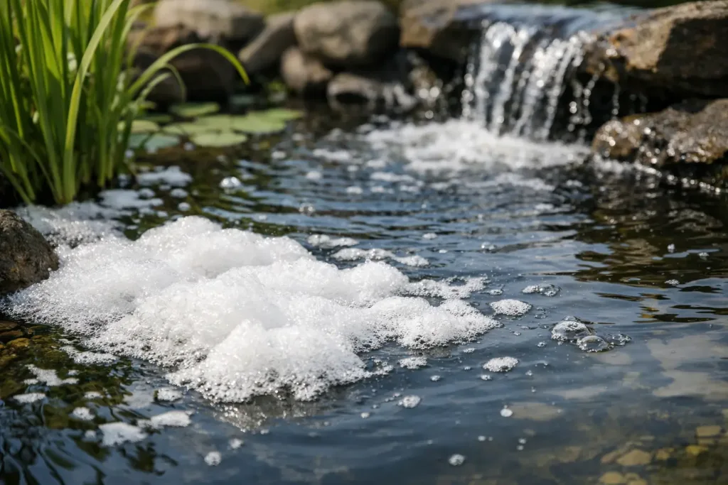 Waarom schuimt mijn vijverwater? Oorzaken en hulp